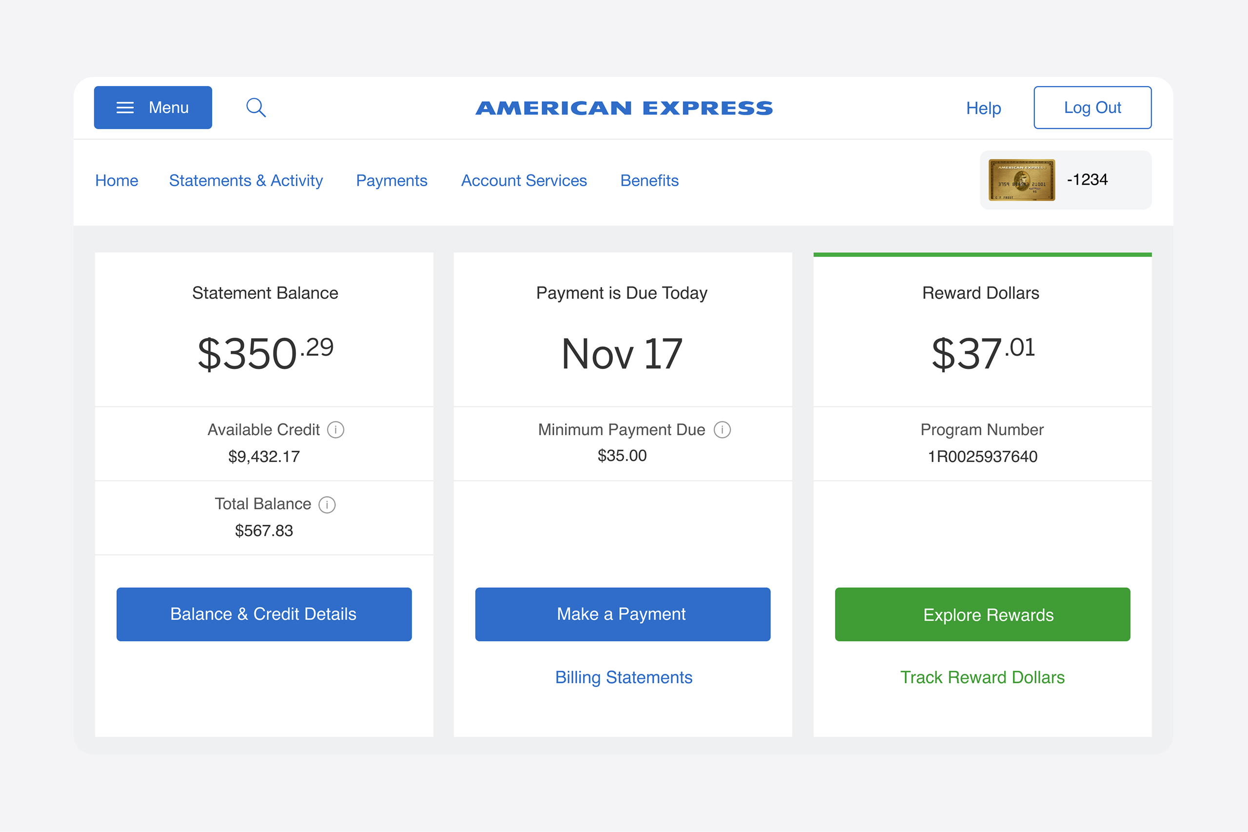 Amex make a payment flow