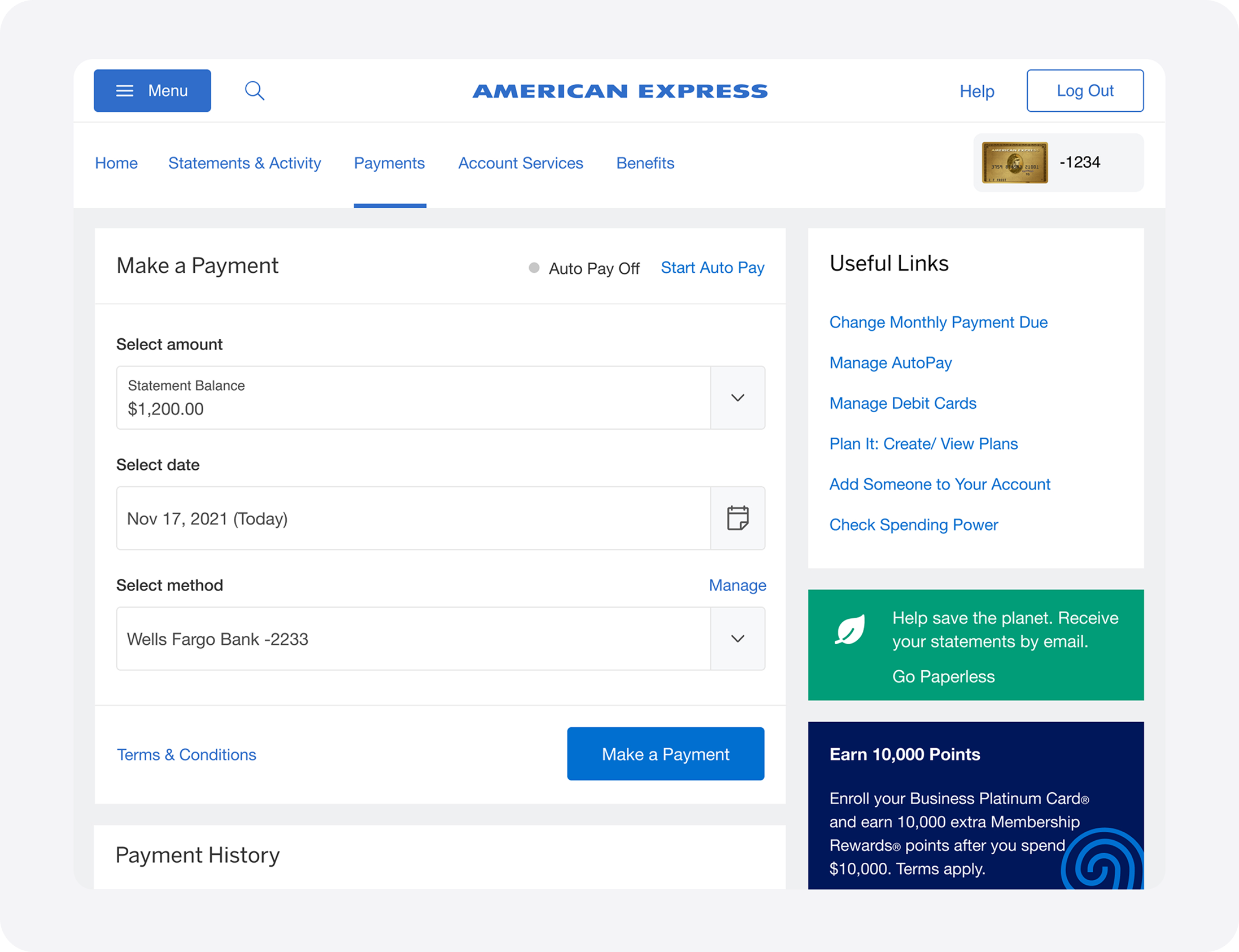 Amex selecting payment date