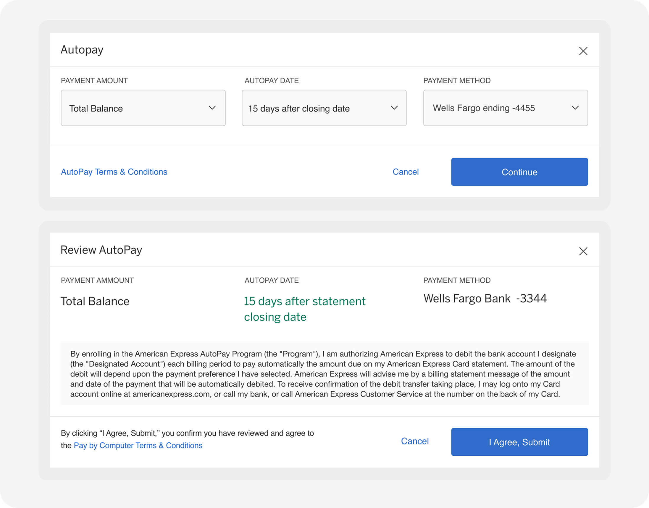 Amex selecting payment date