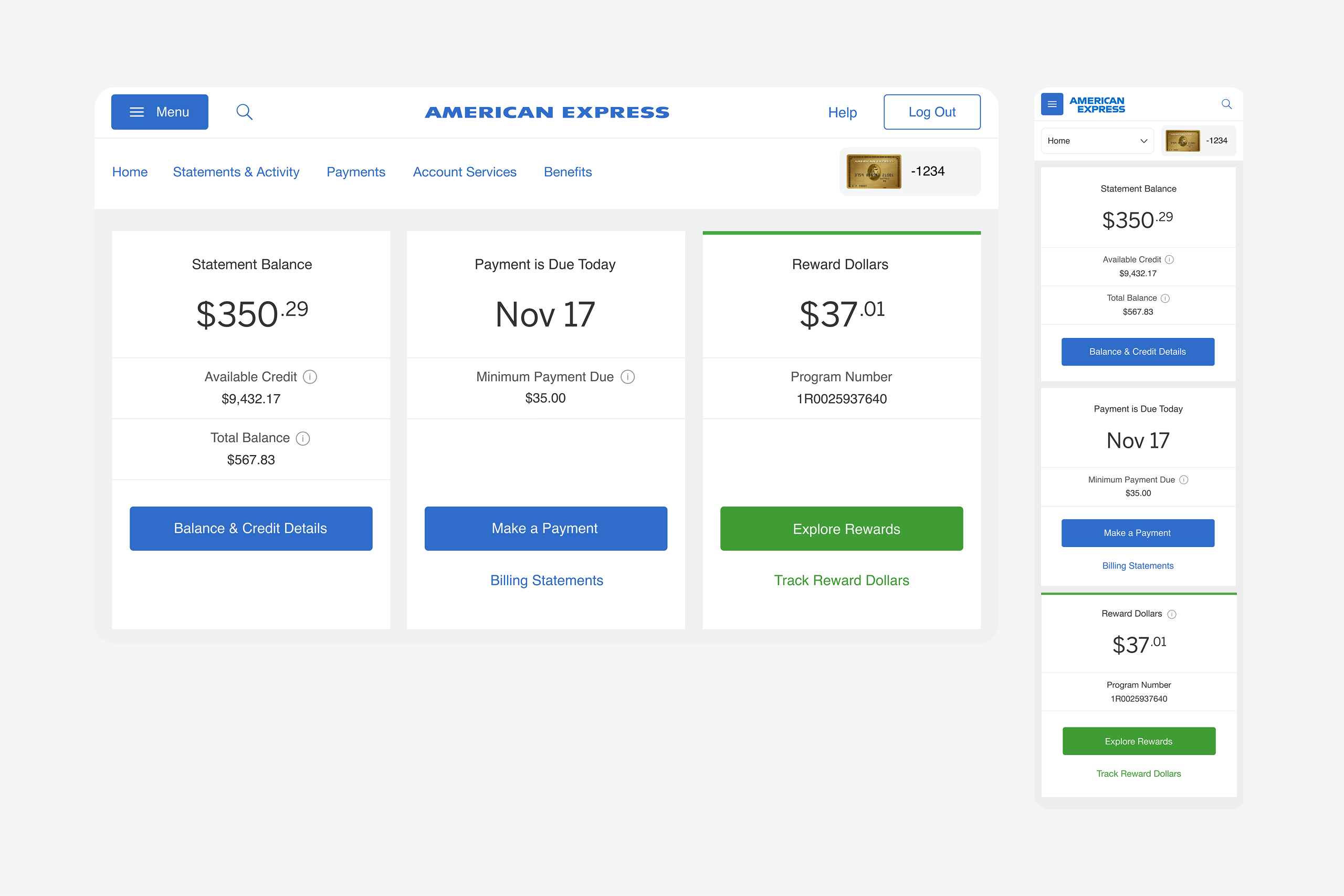 Amex payments dashboard