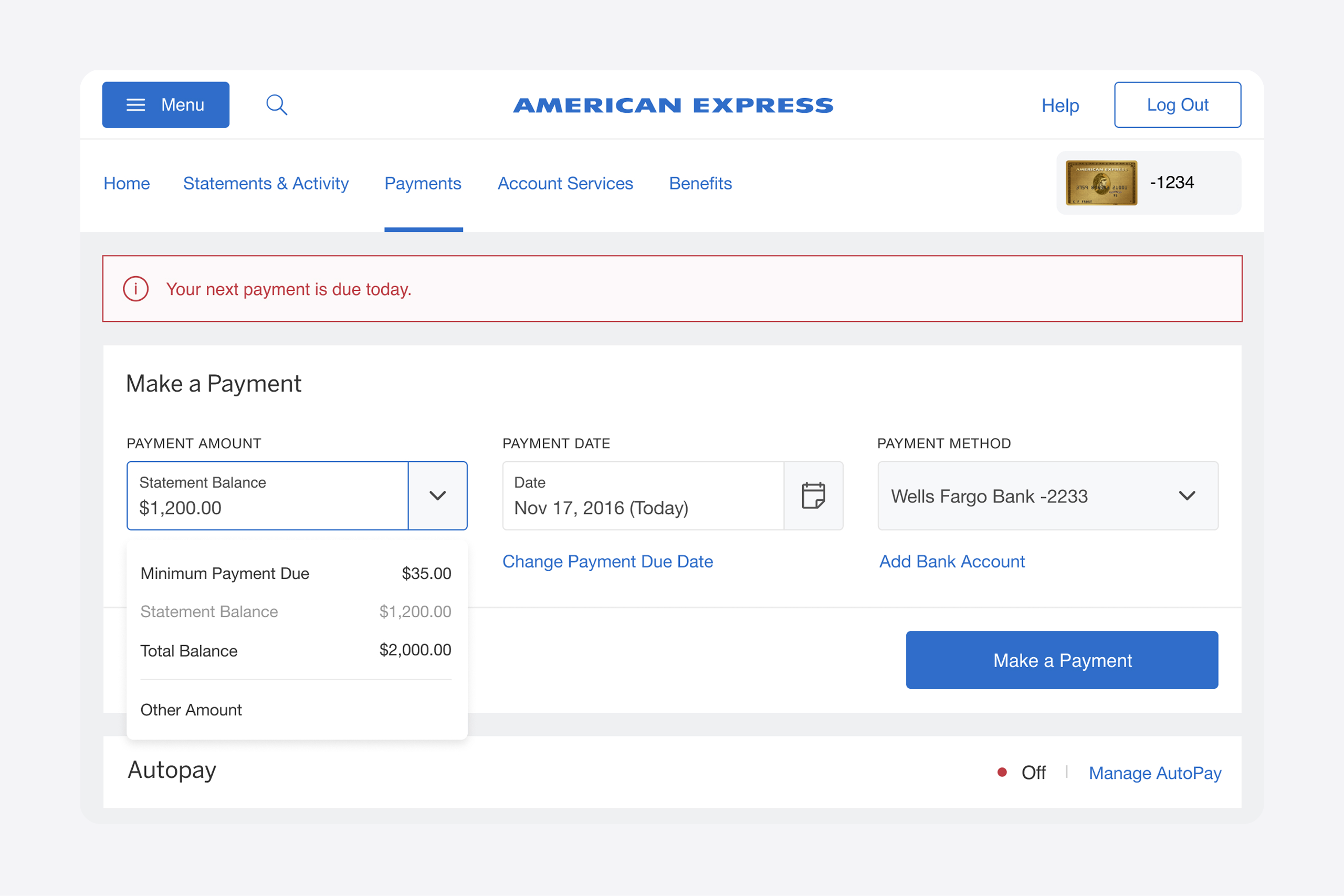 Amex payment options